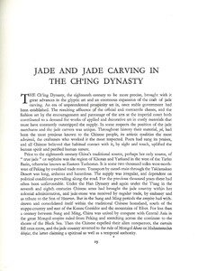 Jade and jade carvings in the Ch'ing dynasty